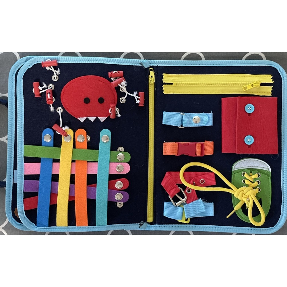 Busy Board Montessori Learning Toy for 1 2 3 4 Year Old Boys & Girls Felt